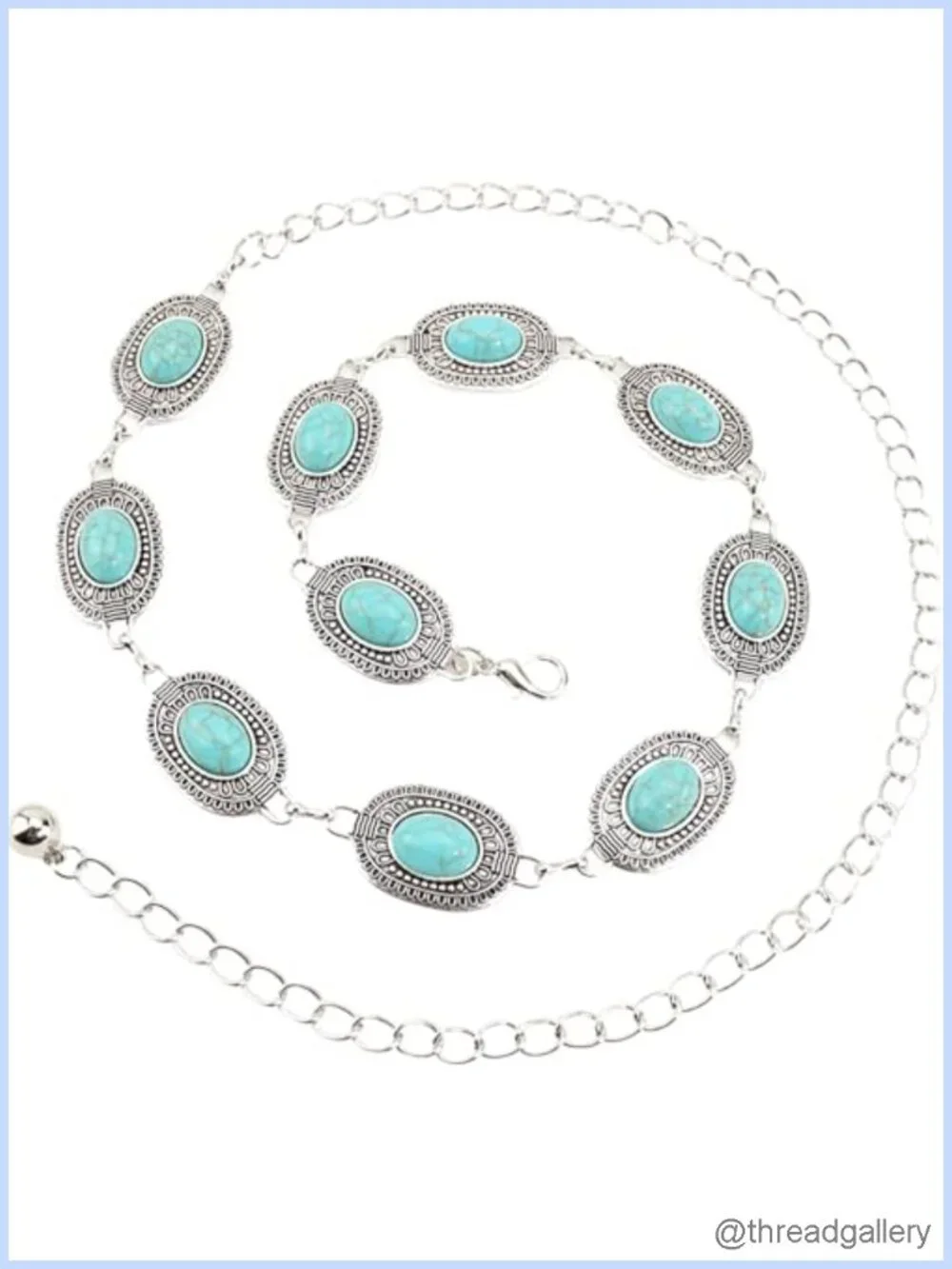 Metal Concho Chain Belt Western Cowgirl Waist Chain Adjustable Boho